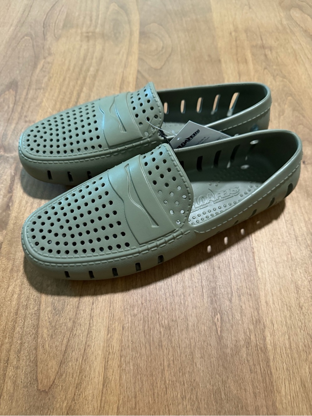 Floafers Men's Olive Green Perforated Slip-On Loafers - Picture 3 of 5